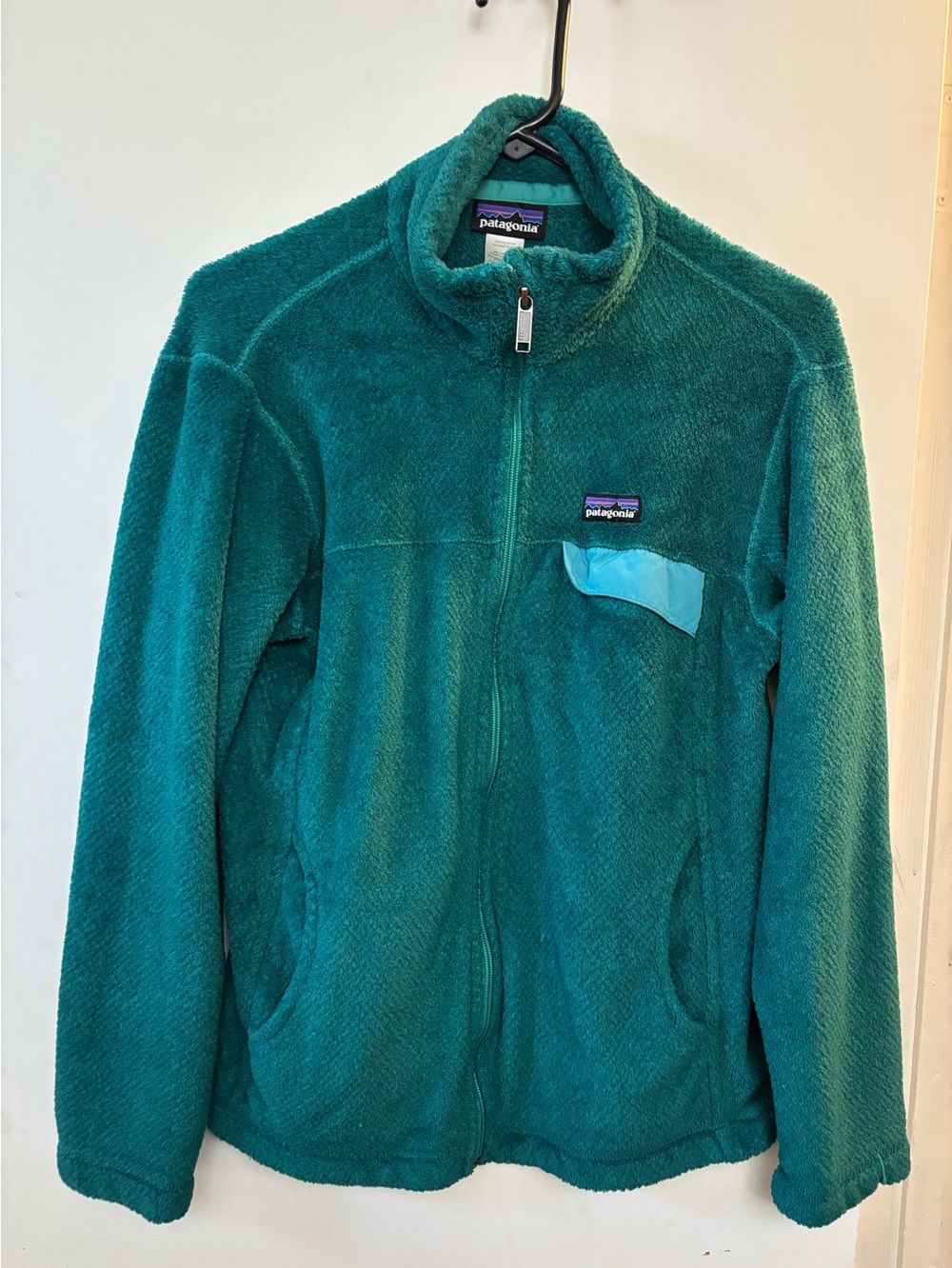 PATAGONIA POLARTEC Thermal Pro Full Zipper Fleece Turquoise Green Zip up Size L